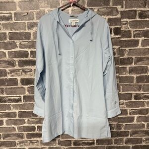 Coolibar Iztapa Beach Shirt blue Hoodie Tunic UPF 50+ Sun Protection